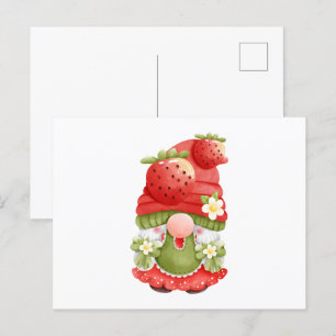 Adorable Strawberry Garden Gnome Postkarte