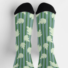 Adorable Streifen mit Blattgrün Socken
