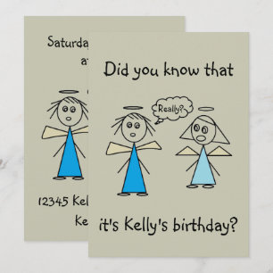 Adorable Strichmännchen Angels Girl's Birthday Par Einladung