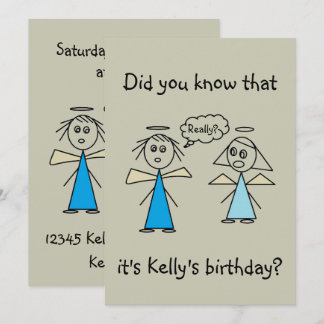 Adorable Strichmännchen Angels Girl's Birthday Par Einladung