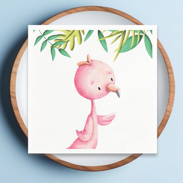 Adorable Summer Pink Flamingo Tropisches Party Serviette (Von Creator hochgeladen)