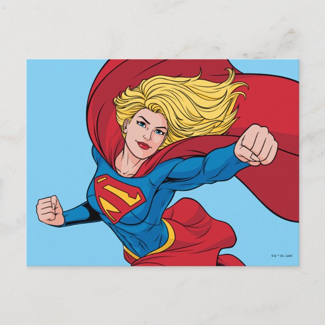 Adorable Supergirl Stance Postkarte (Vorderseite)
