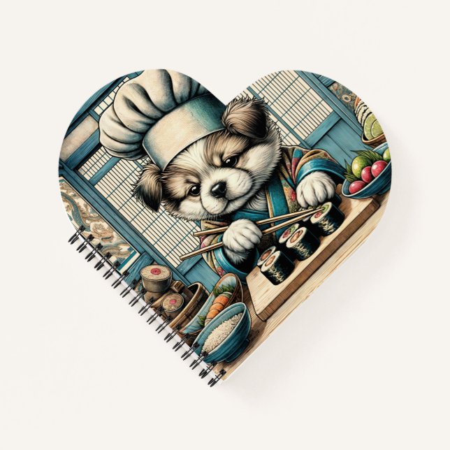 Adorable Sushi Koch Puppy Notizbuch (Vorderseite)