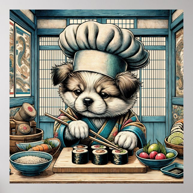 Adorable Sushi Koch Puppy Poster (Vorne)