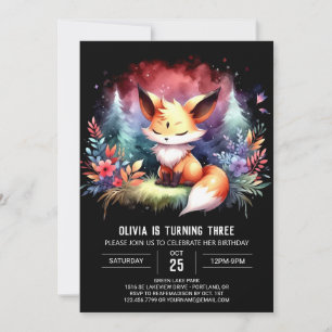 Adorable Sweet Fox Geburtstag digital Einladung