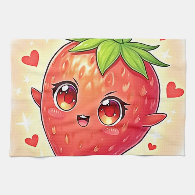Adorable Sweet Strawberry Bliss Geschirrtuch (Horizontal)