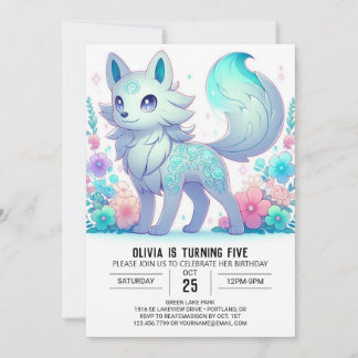 Adorable Sweet Wolf Digital Geburtstag Einladung