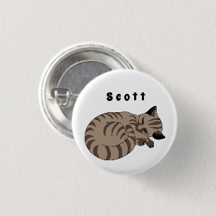 Adorable Tan Tabby Kitten Schlafname Tag Button