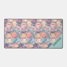 Adorable Tea Party Doodle Collage, Schreibtischunterlage