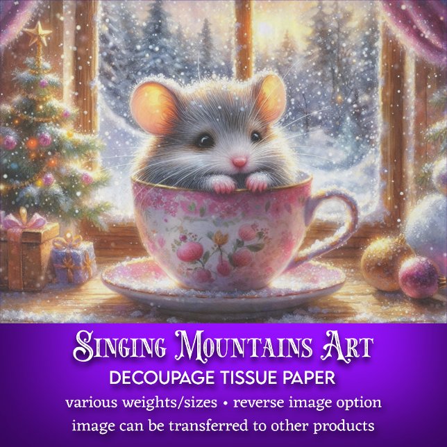 Adorable Teacup Mouse Feierliche Weihnachtsfeier Seidenpapier (Von Creator hochgeladen)