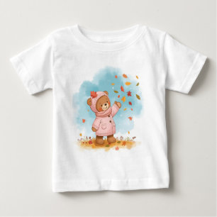 Adorable Teddy Bär Girl Fangen Herbstleaves Baby T-shirt