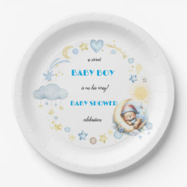 Adorable Teddy Bären auf dem Mond Baby Boy Dusche Pappteller