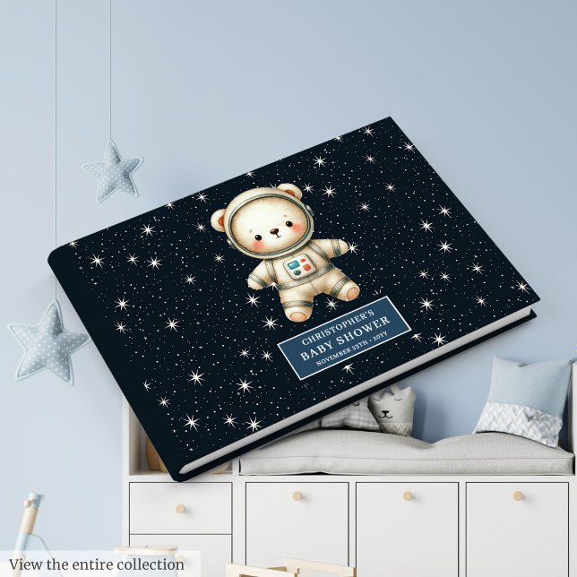 Adorable Teddy Bear Astronautin Baby Dusche Gästebuch (Adorable Teddy Bear Astronaut Boy Baby Shower Guest)