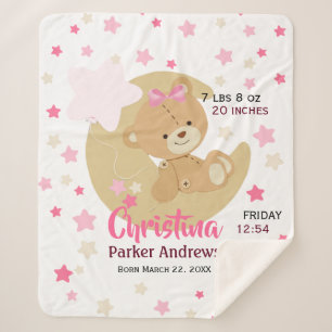Adorable Teddy Bear Baby Girl Birth Stats Sherpadecke