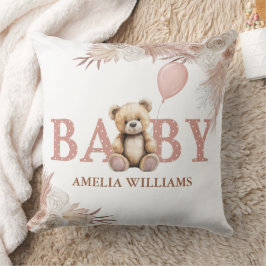 Adorable Teddy Bear Baby Girl Kinderzimmer Pink Bo Kissen