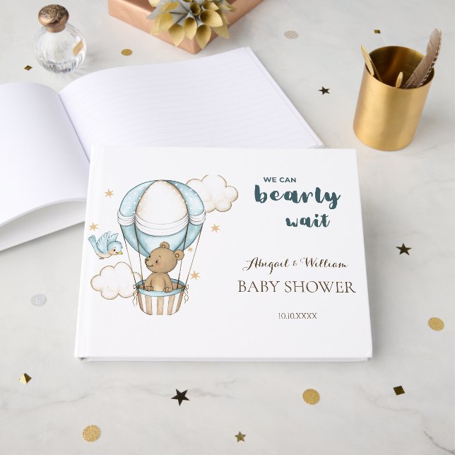 Adorable Teddy Bear Baby Shower Foll Guest Book Gästebuch (Vorderseite Offen)