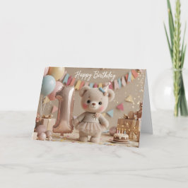 Adorable Teddy Bear First Birthday Celebration Karte