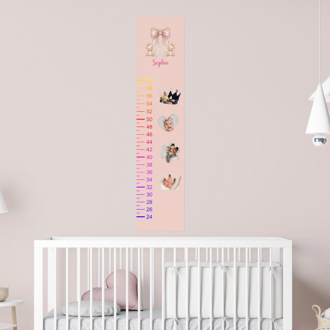 Adorable Teddy Bear Growth Chart with 4 Photos Poster (Kinderzimmer 2)