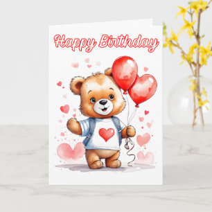 Adorable Teddy Bear Happy Birthday Karte