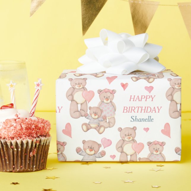 Adorable Teddy Bears Happy BIrthday Geschenkpapier (Geburtstagsparty)
