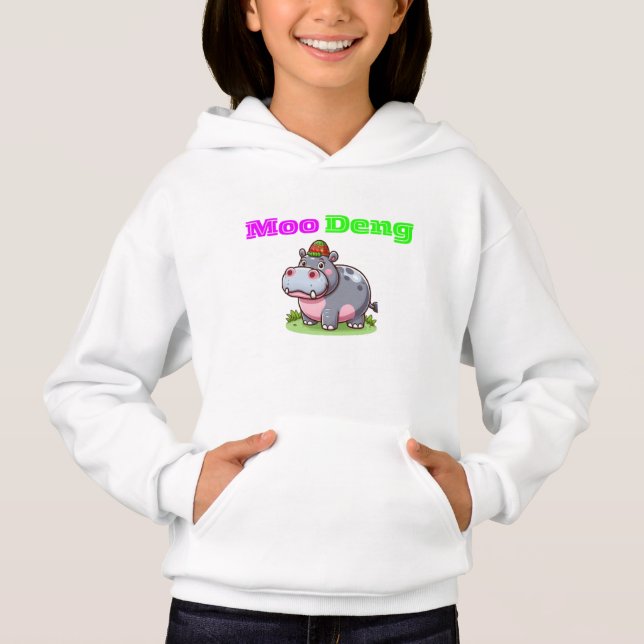 Adorable Thai Baby Hippo Hoodie - Moo Deng (Vorderseite)