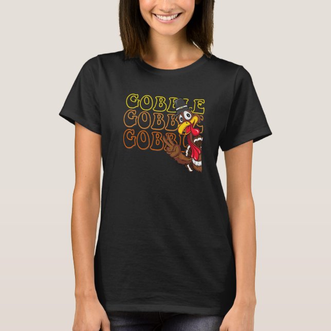 Adorable Thanksgiving Turkey Giving Peace Sign   T-Shirt (Vorderseite)