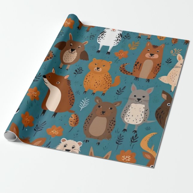 Adorable Tiere Geschenkpapier (Ungerollt)