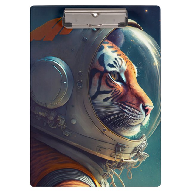 Adorable Tiger Astronaut Klemmbrett (Vorderseite)