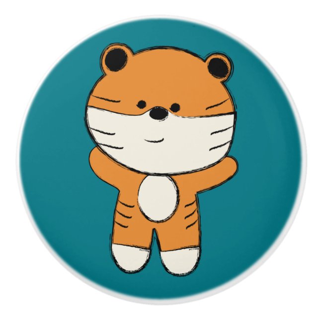 Adorable Tiger Keramikknauf (Vorderseite)