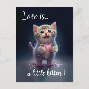 Adorable Tiny Kitten Sweetheart Postkarte