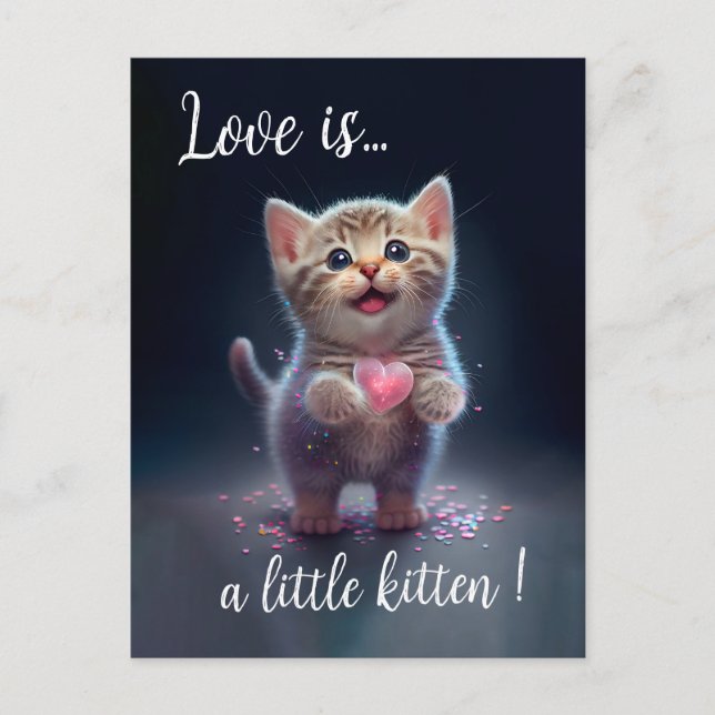 Adorable Tiny Kitten Sweetheart Postkarte (Vorderseite)