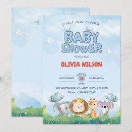 Adorable Tiny Toes & Jungle Safari Babydusche Einladung