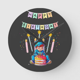 Adorable Toddler First Birthday Cute Boy Runde Wanduhr