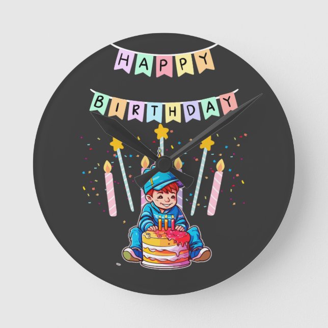 Adorable Toddler First Birthday Cute Boy Runde Wanduhr (Vorderseite)