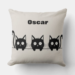 Adorable Trio der Schwarzen Katzen Kissen