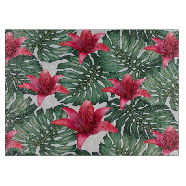 Adorable Tropical Palm Hawaiian Hibiskus Schneidebrett (Vorderseite)