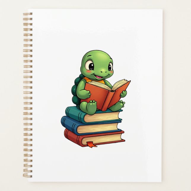 Adorable Turtle Reading Books (3) Planer (Vorderseite)