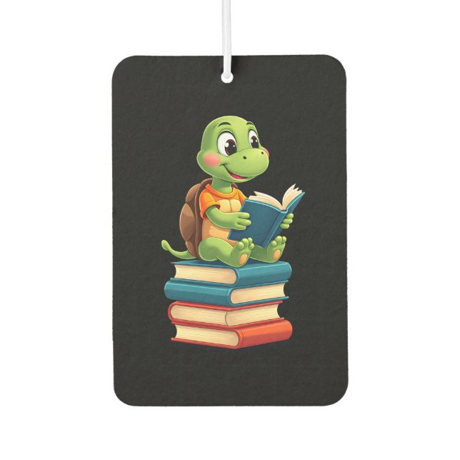 Adorable Turtle Reading Books (4) Autolufterfrischer (Vorderseite)
