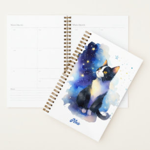 Adorable Tuxedo Cat Aquarellbilder Planer