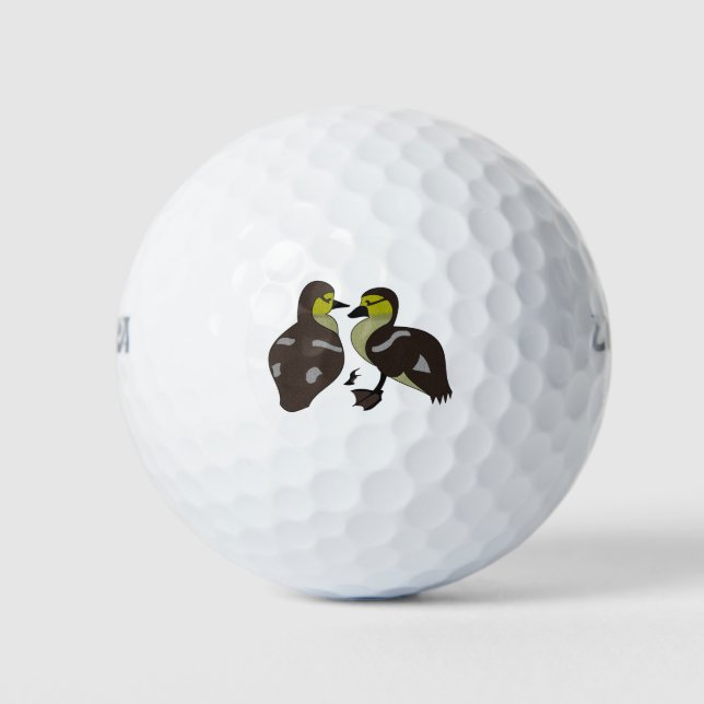 Adorable Twin Baby Duckling Huddling Cartoon Golfball (Vorderseite)
