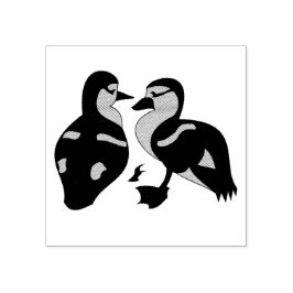 Adorable Twin Baby Duckling Huddling Cartoon Gummistempel