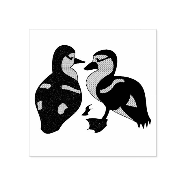Adorable Twin Baby Duckling Huddling Cartoon Gummistempel (Prägung)