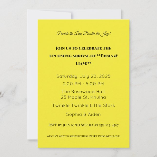 Adorable Twin Baby Dusche Einladung (Vorderseite)