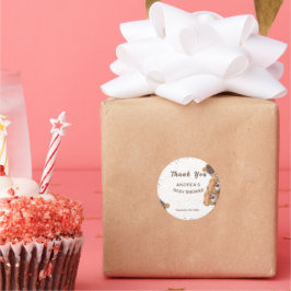 Adorable Twin Bears Baby Dusche Runder Aufkleber