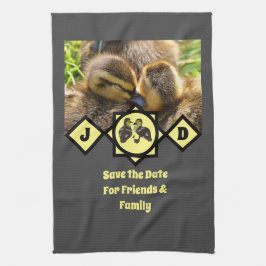 Adorable Twin Ducklings Monogram Foto Geschirrtuch