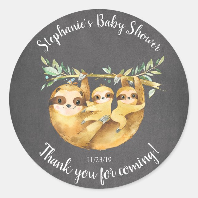 Adorable Twins Sloth Baby Dusche Gefallen Sticker (Vorderseite)