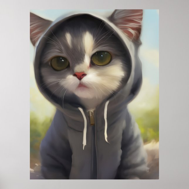 Adorable und Sweet Kitten mit Hoodie Poster (Vorne)