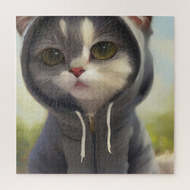 Adorable und Sweet Kitten mit Hoodie Puzzle (Vertikal)