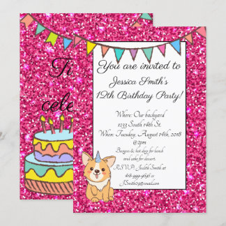 Adorable Unicorgi Glitzer Geburtstagseinladung Einladung