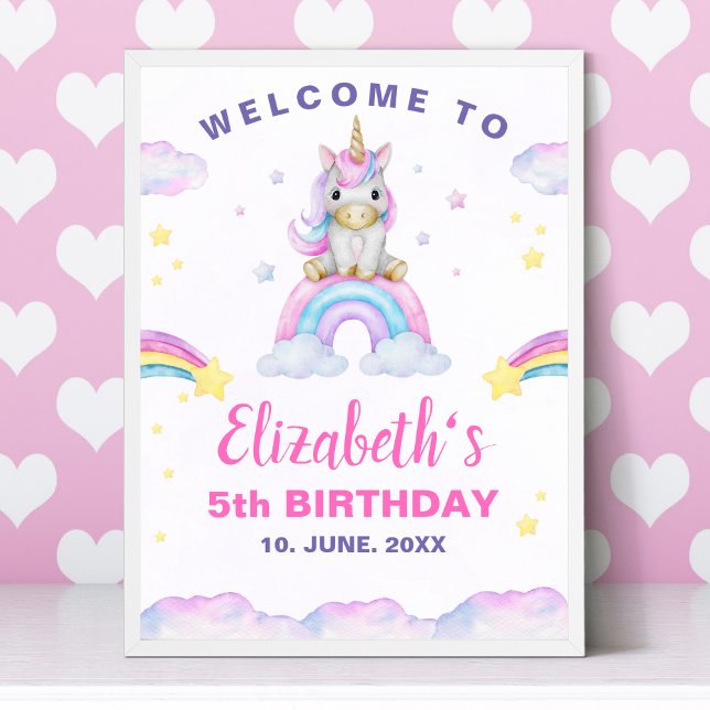 Adorable Unicorn Birthday Girl Poster (Von Creator hochgeladen)